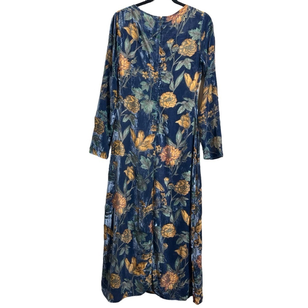 Lulus Velvet Floral Long Sleeve Thigh Slit Women’s Maxi Dress Size Small